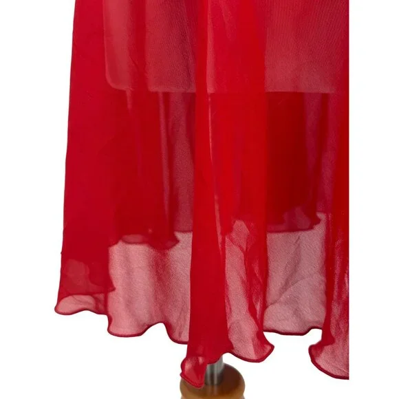 Vintage 1999 Victorias Secret Red Satin Sheer Babydoll Lingerie w/Bow Detail Y2K - Picture 13 of 16